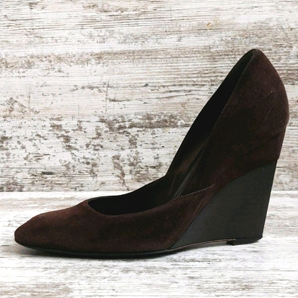 🟦Sz 39 Sergio Rossi Italian Brown Suede Wedge